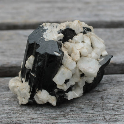 Black Tourmaline terminated crystal with Feldspar from Skardu  610.6ct 122g Rocks and Things