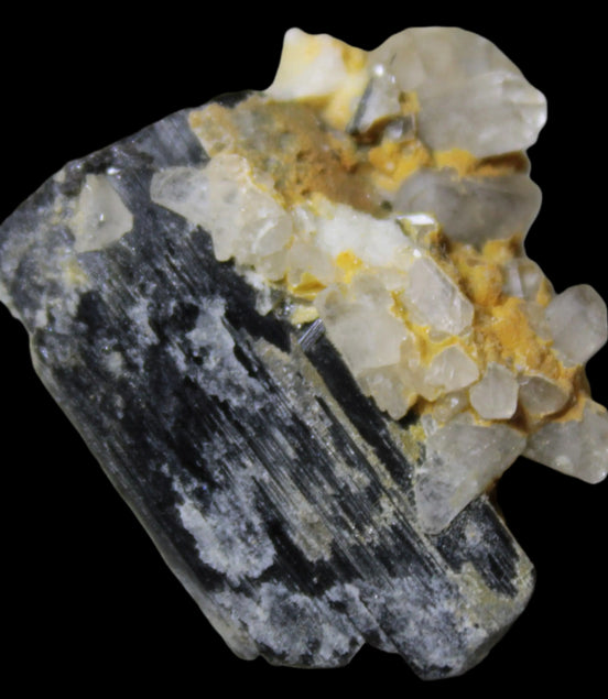 Black Tourmaline with Feldspar Quartz UV reactive matrix 88.2ct 17.7g in LED light -  Rocks and Things Store