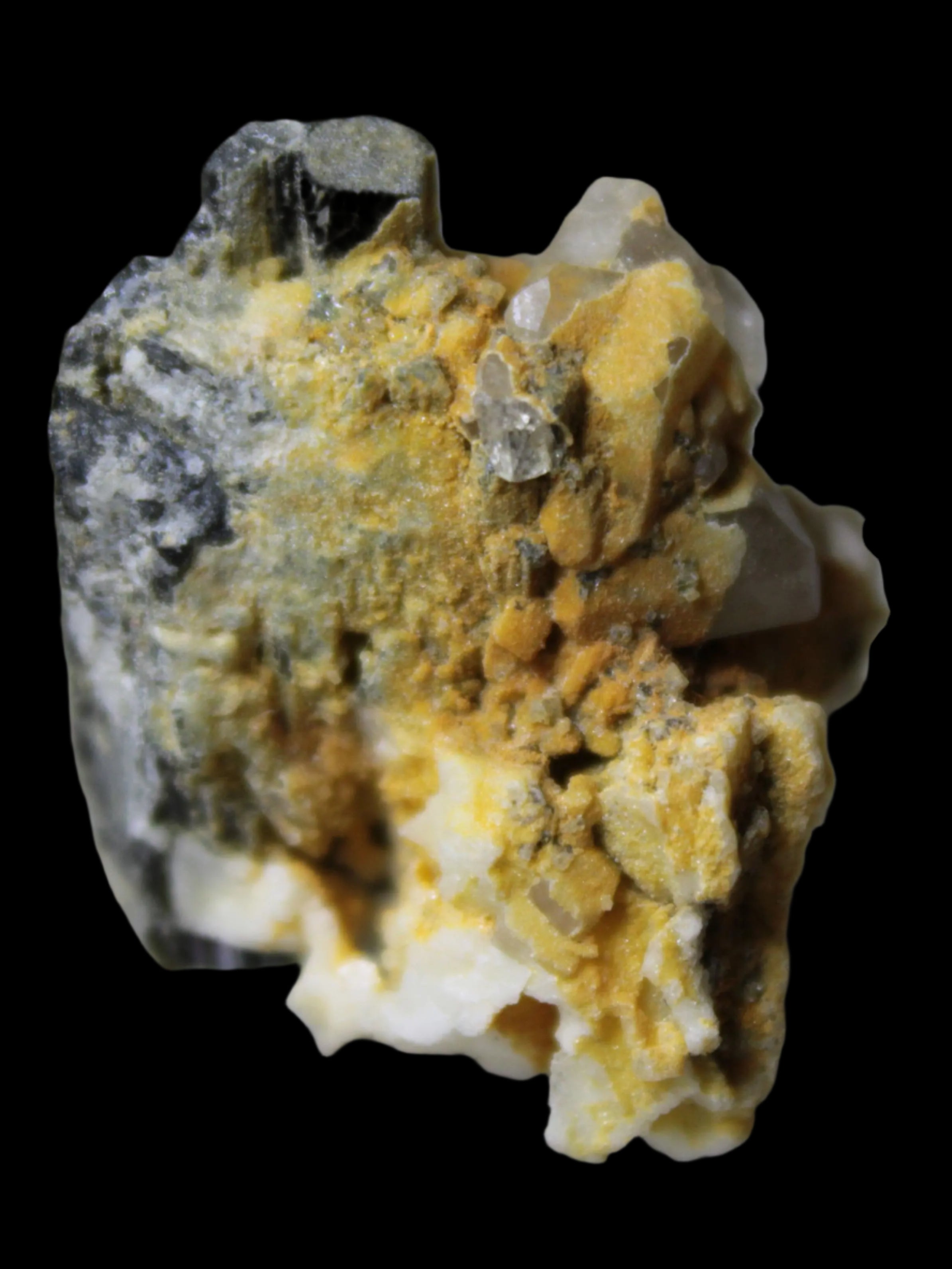 Black Tourmaline with Feldspar Quartz UV reactive matrix 88.2ct 17.7g in LED light -  Rocks and Things Store