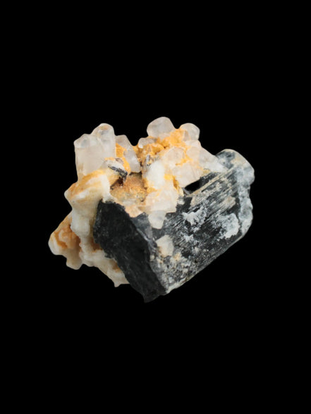 Black Tourmaline with Feldspar Quartz UV reactive matrix 88.2ct 17.7g in sunlight - Rocks and Things Store
