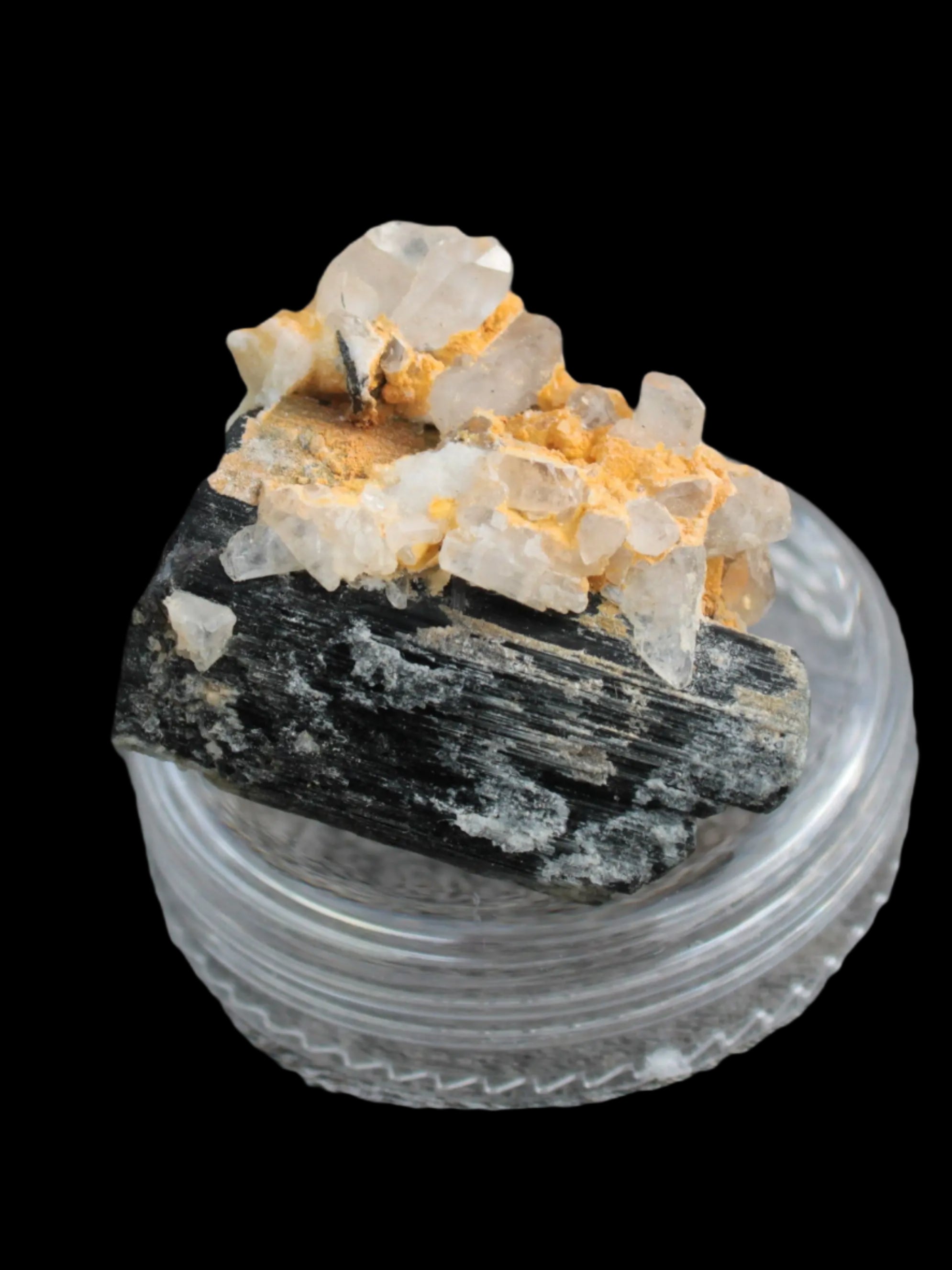 Black Tourmaline with Feldspar Quartz UV reactive matrix 88.2ct 17.7g in sunlight - Rocks and Things Store
