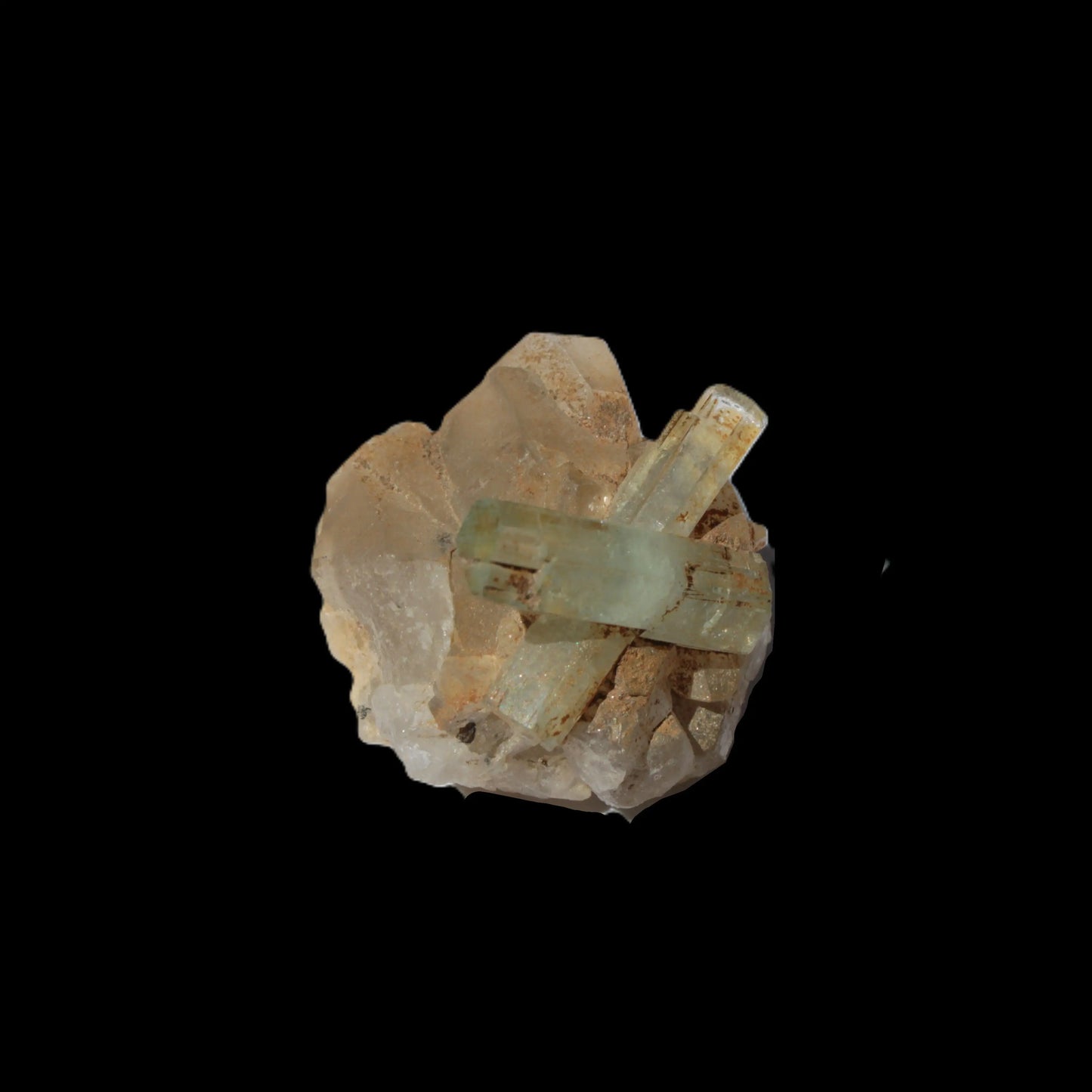 Blue Aquamarine Yellow Heliodor terminated crystal cross on double-terminated 10.3g Rocks and Things Store