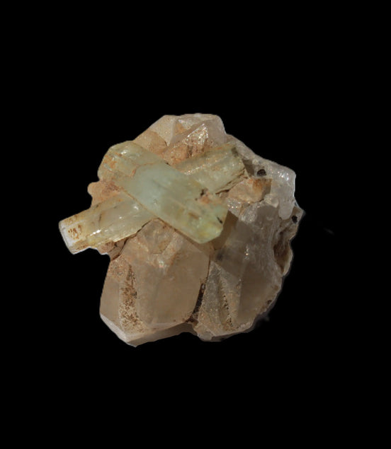 Blue Aquamarine Yellow Heliodor terminated crystal cross on double-terminated 10.3g Rocks and Things Store