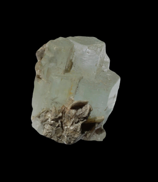 Blue Aquamarine stepped terminated crystal ladder with Muscovite from Afghanistan 26.4g in sunlight - Rocks and Things Store