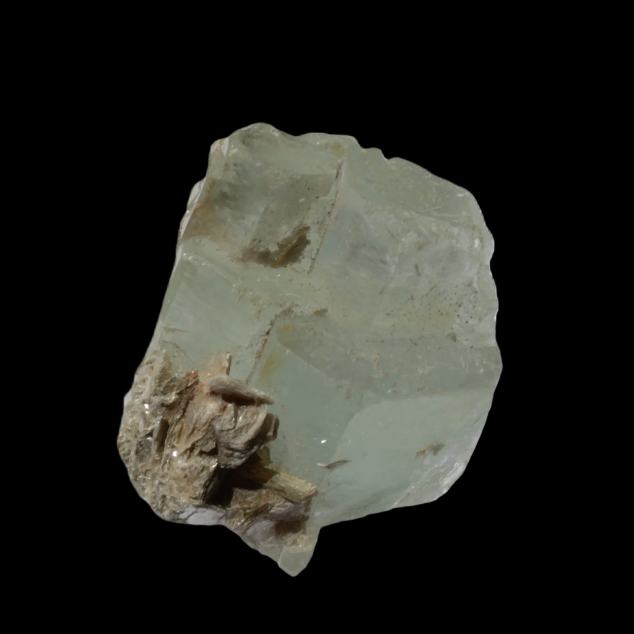 Blue Aquamarine stepped terminated crystal ladder with Muscovite from Afghanistan 26.4g in sunlight - Rocks and Things Store
