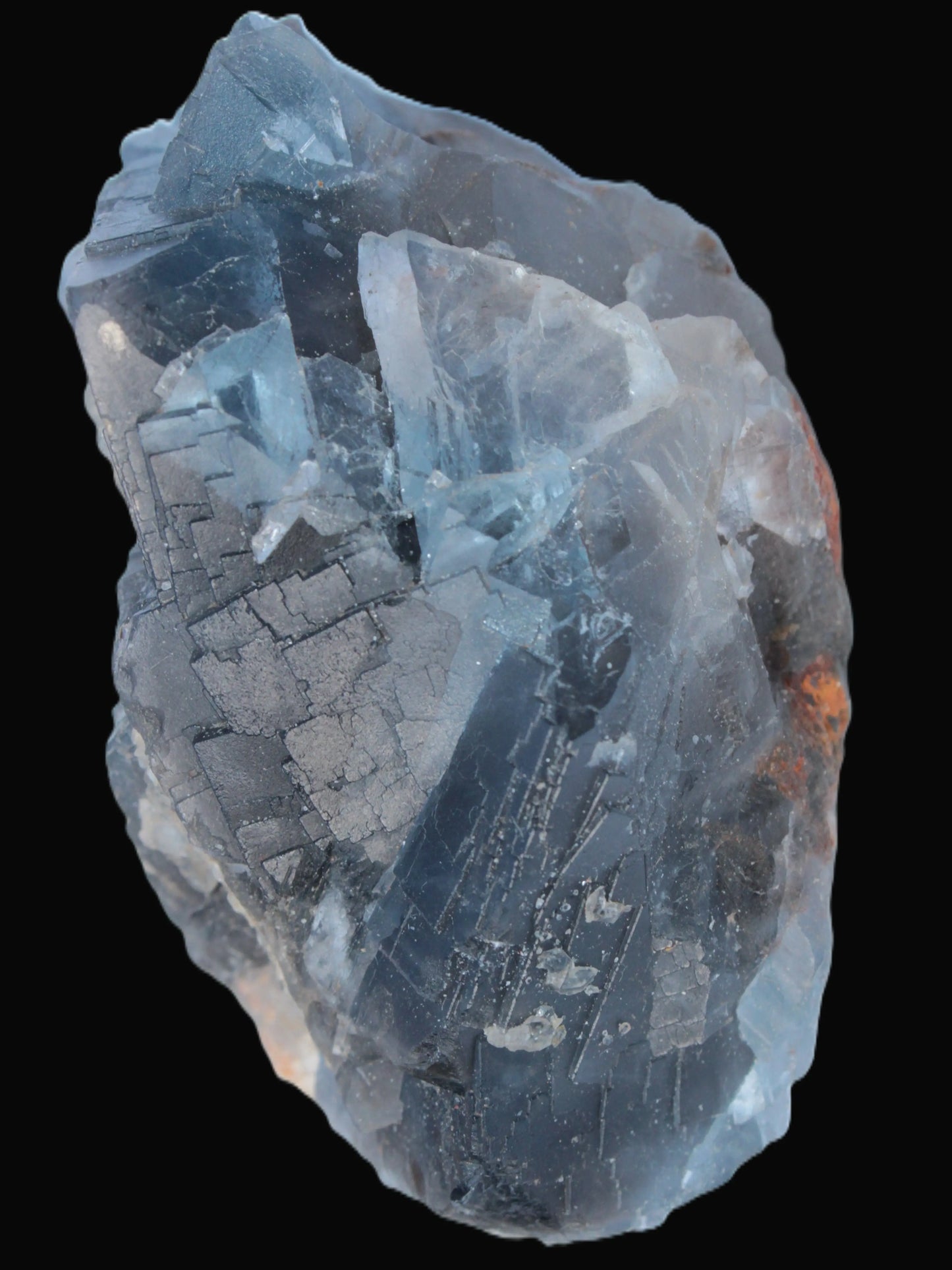 Blue Fluorite cubic cluster with Clear Calcite 168.8g Rocks and Things