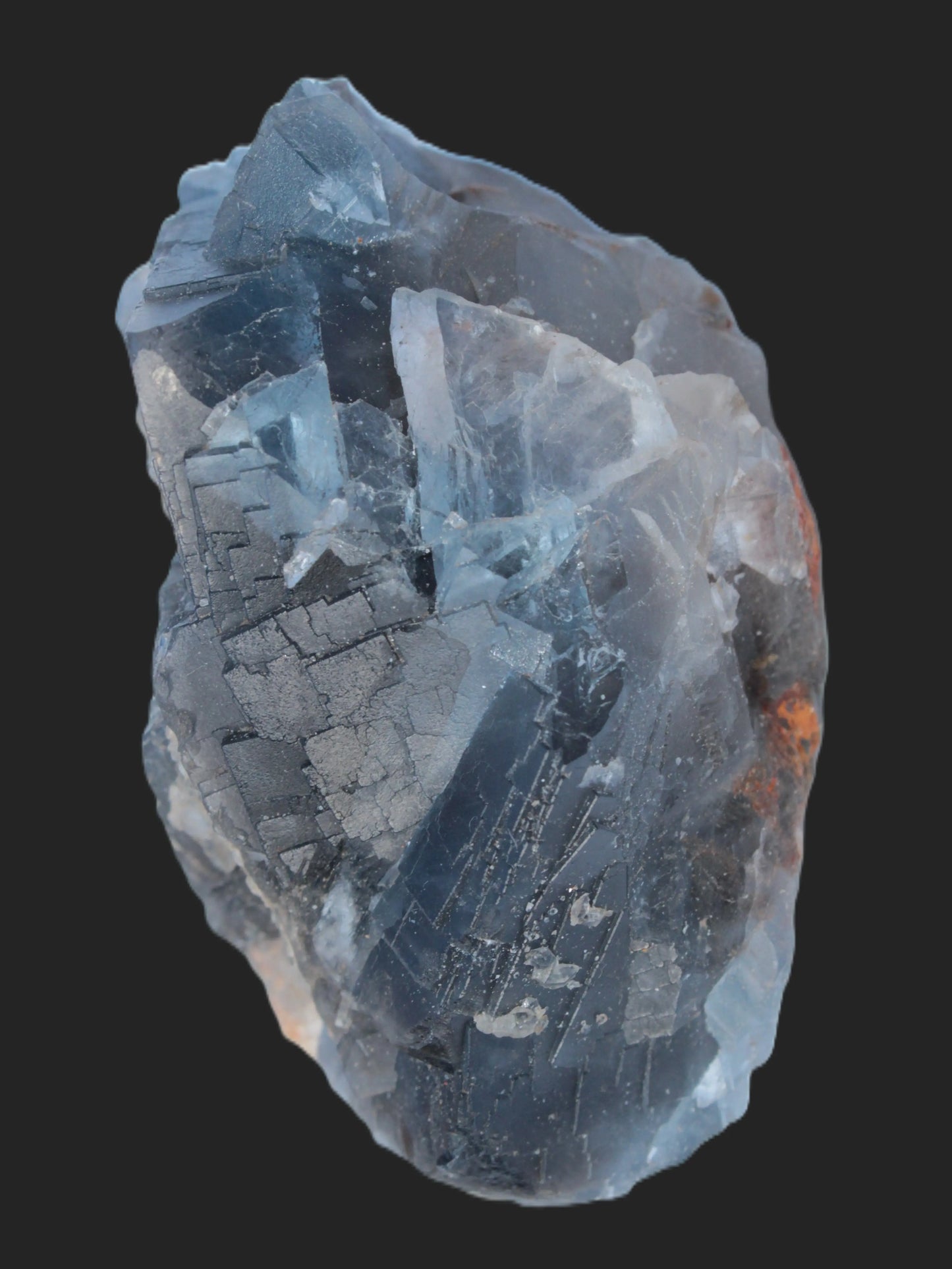 Blue Fluorite cubic cluster with Clear Calcite 168.8g Rocks and Things