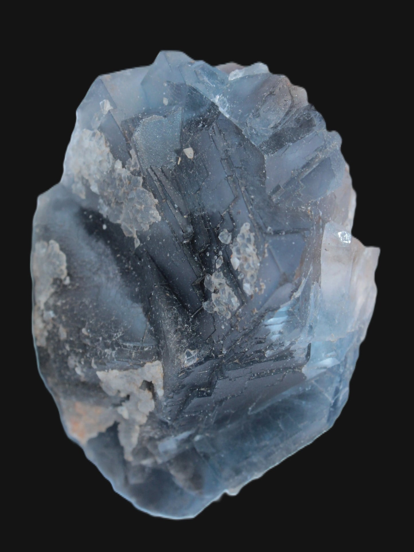 Blue Fluorite cubic cluster with Clear Calcite 168.8g Rocks and Things