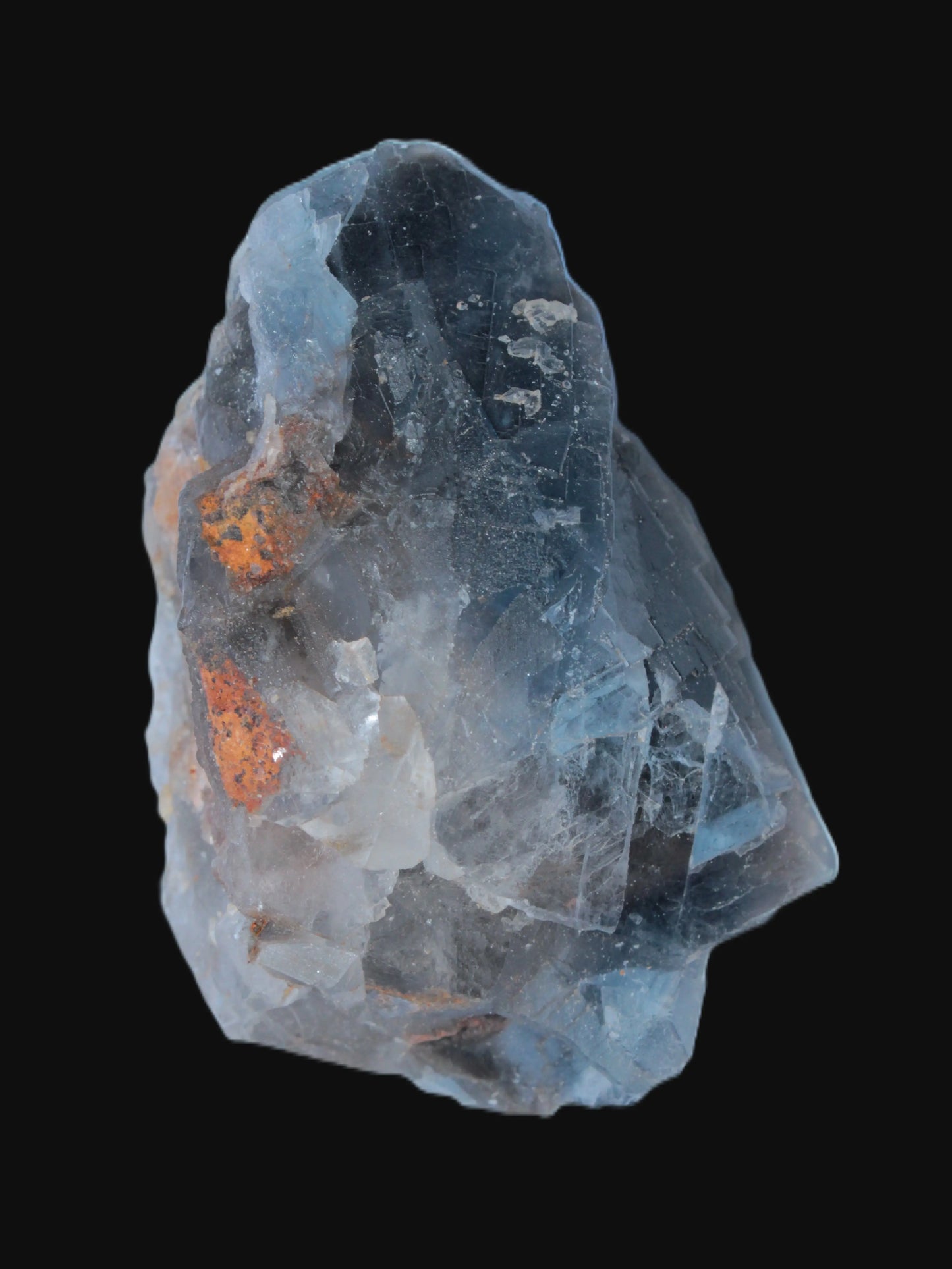 Blue Fluorite cubic cluster with Clear Calcite 168.8g Rocks and Things