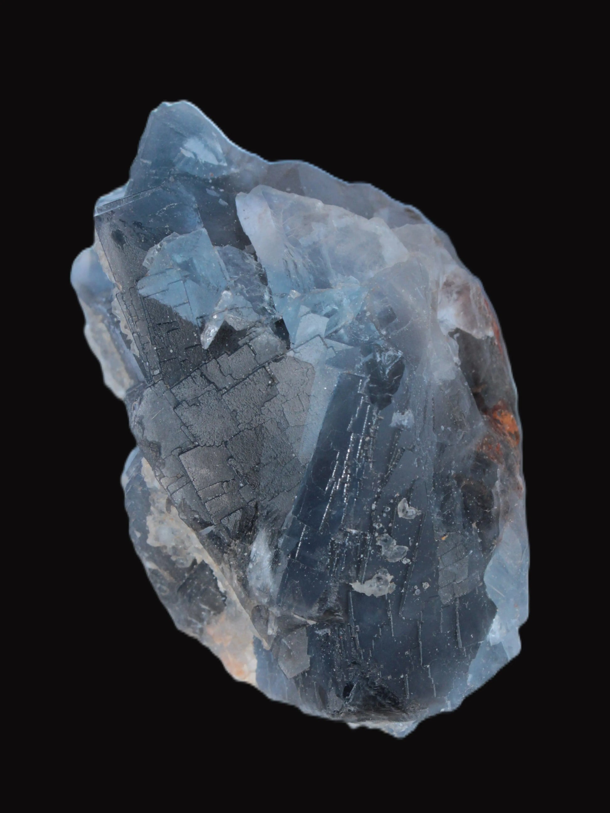 Blue Fluorite cubic cluster with Clear Calcite 168.8g Rocks and Things