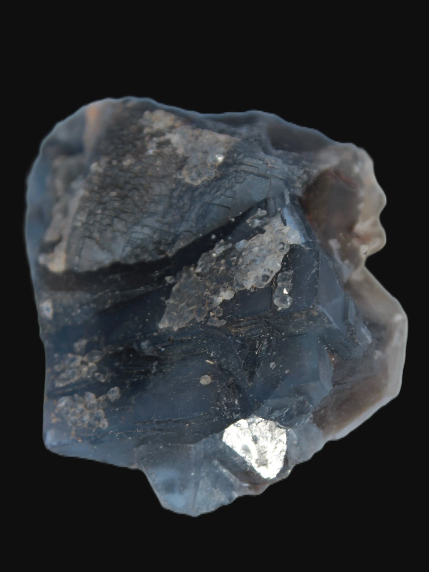 Blue Fluorite cubic cluster with Clear Calcite 168.8g Rocks and Things