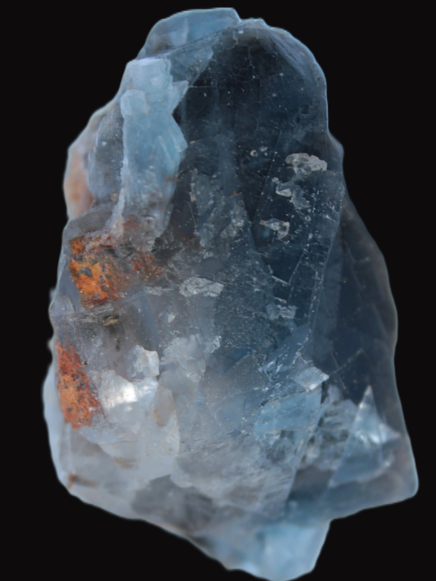 Blue Fluorite cubic cluster with Clear Calcite 168.8g Rocks and Things