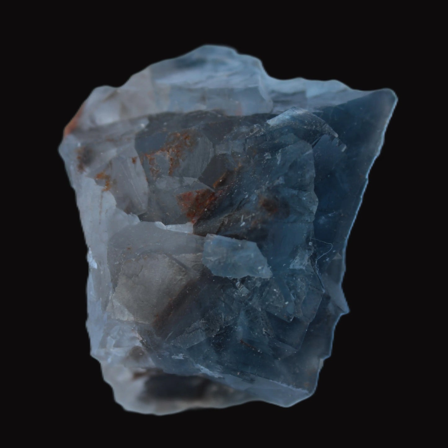 Blue Fluorite cubic cluster with Clear Calcite 168.8g Rocks and Things