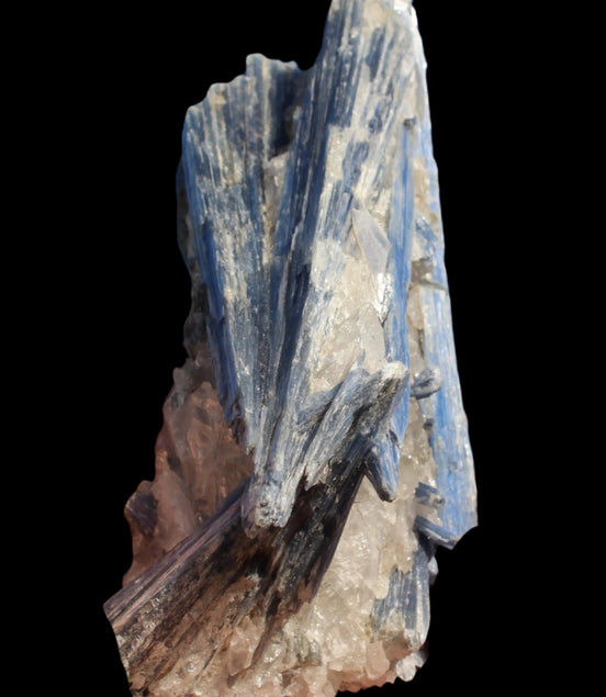 Blue Kyanite cluster with stand 830g in sunlight - Rocks and Things Store