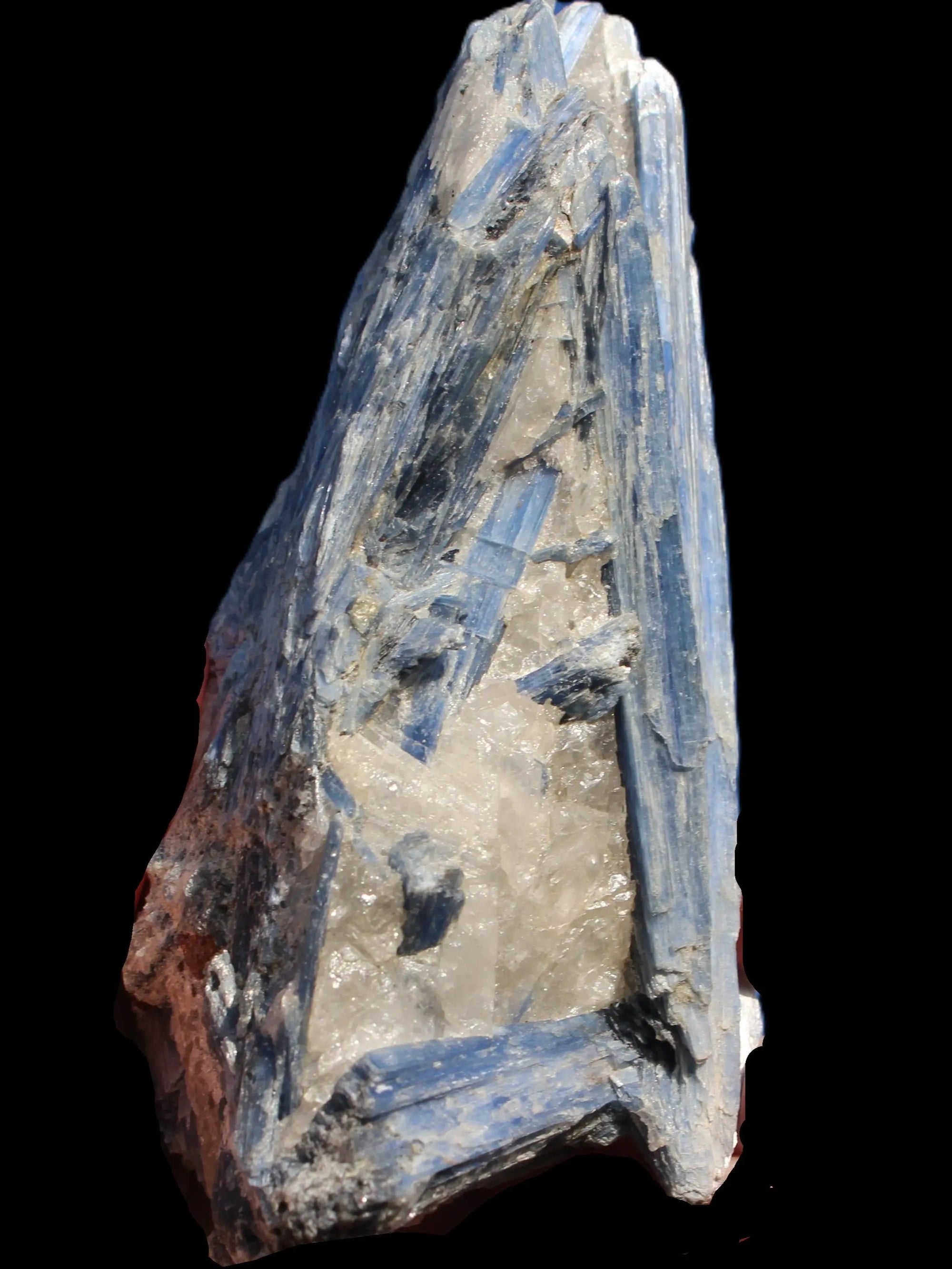 Blue Kyanite cluster with stand 830g in sunlight - Rocks and Things Store