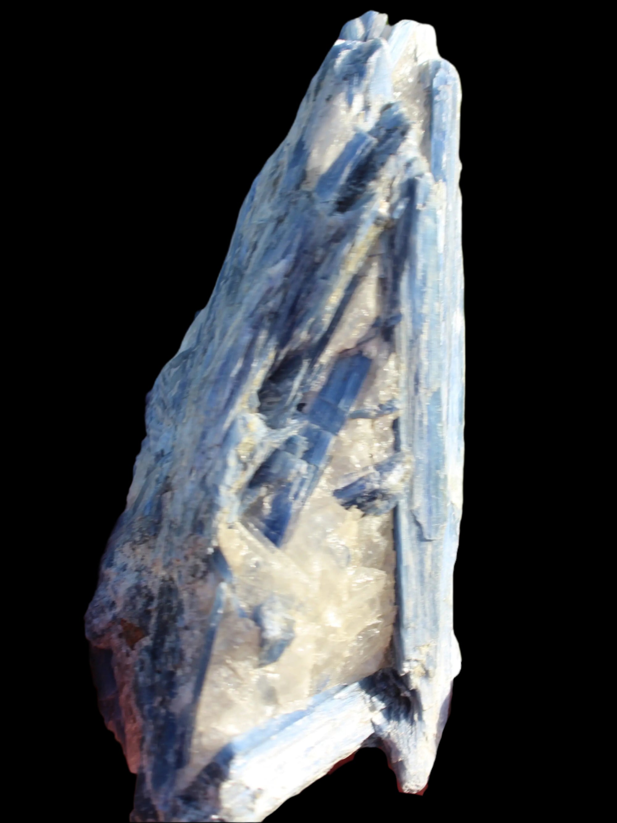 Blue Kyanite cluster with stand 830g in sunlight - Rocks and Things Store