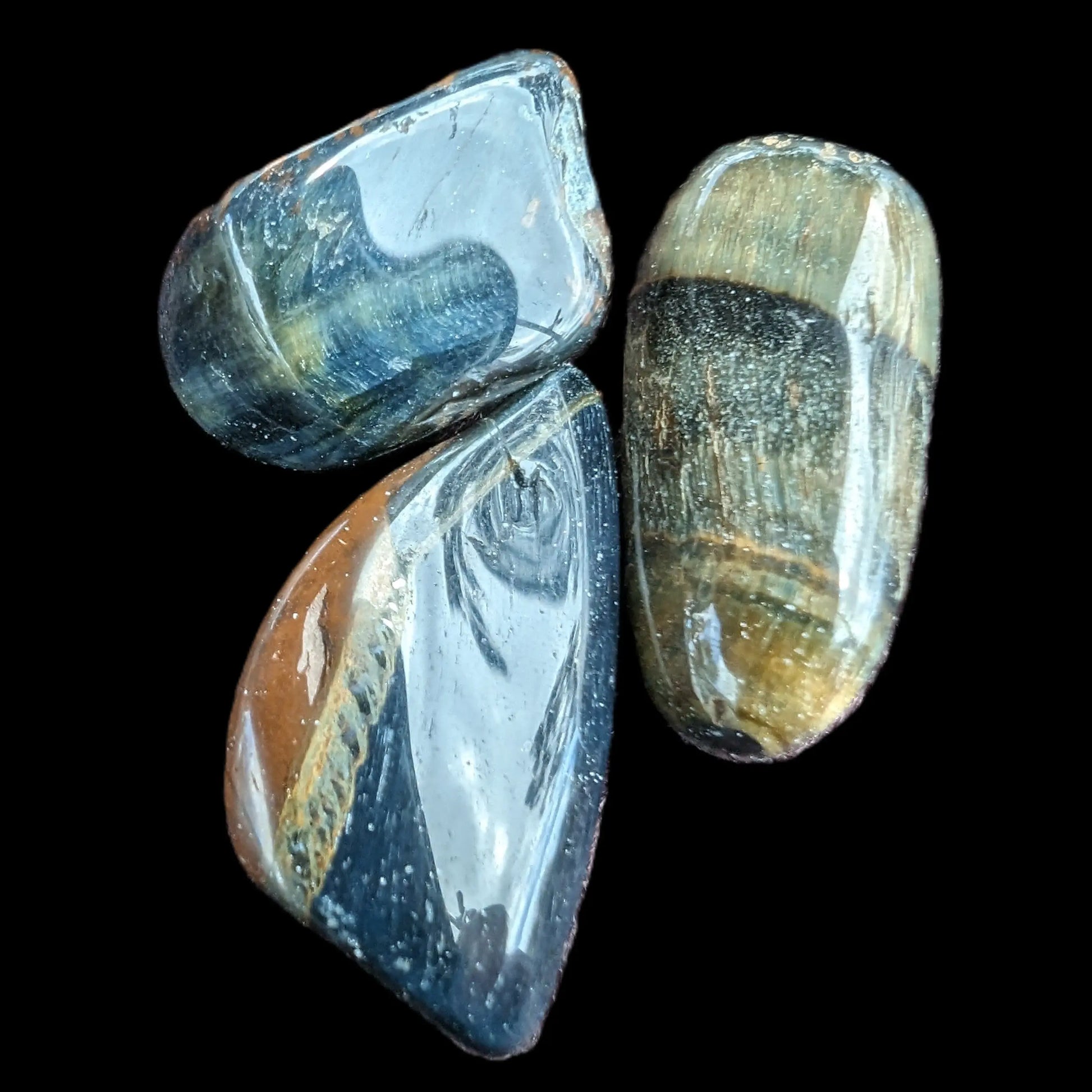 Blue Tigers Eye 3 tumbled stones 10-12g Rocks and Things