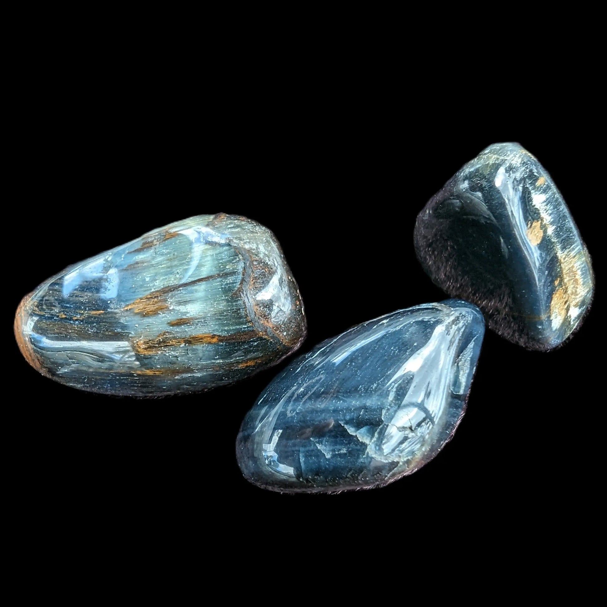 Blue Tigers Eye 3 tumbled stones 10-12g Rocks and Things