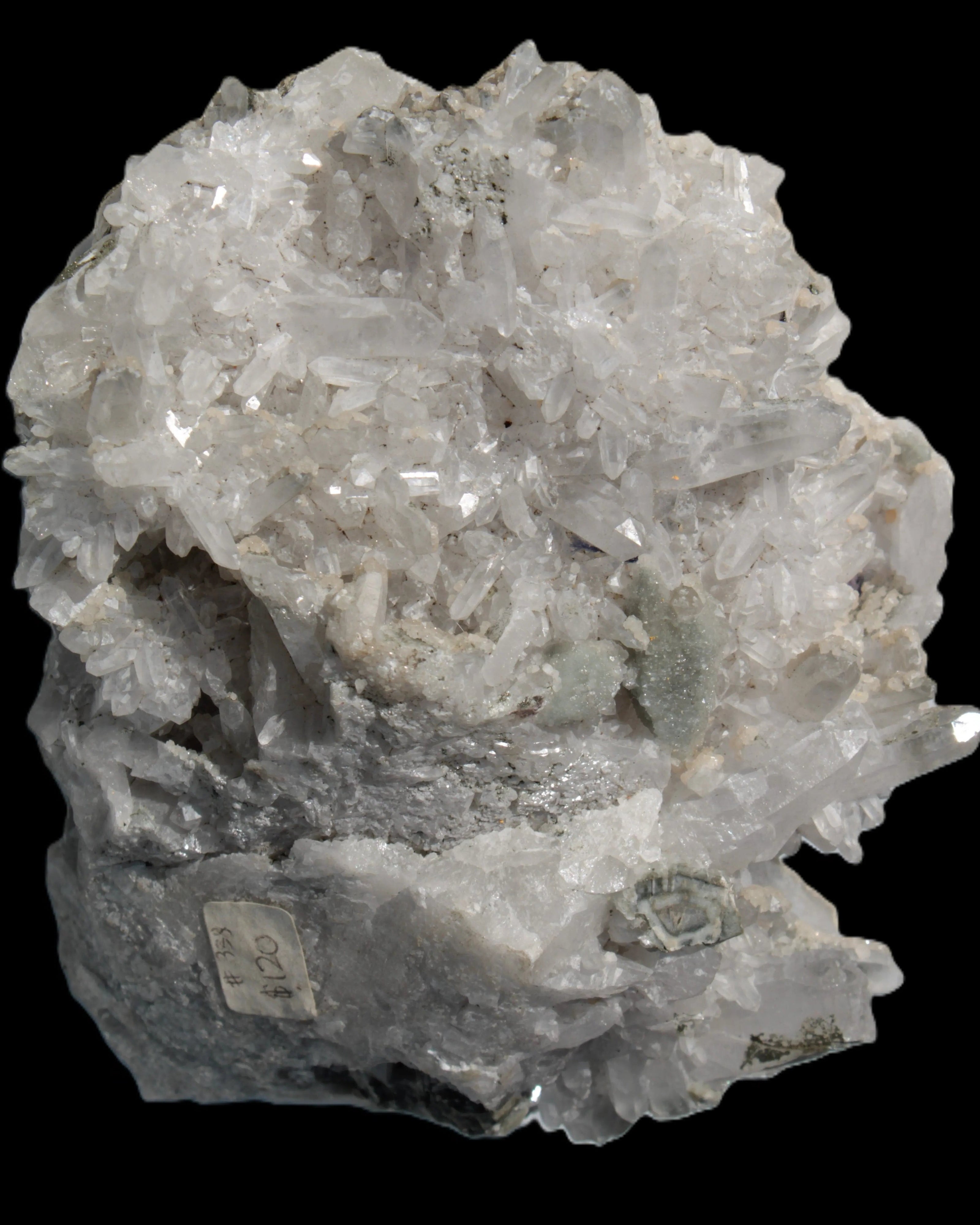 Calcite cluster with sparkly complex Chalcopyrite mineralisation 1340g in sunlight - Rocks and Things Store