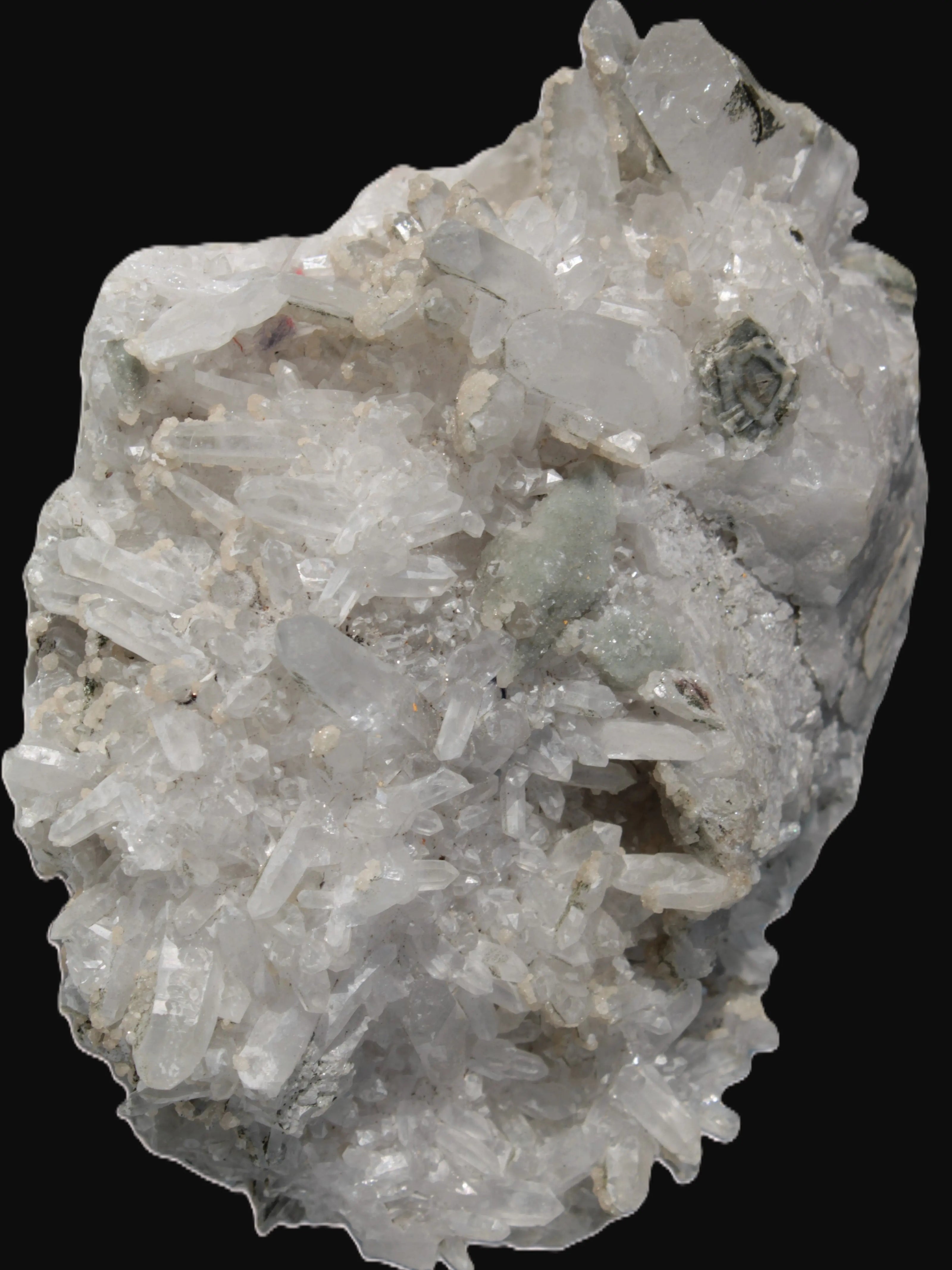 Calcite cluster with sparkly complex Chalcopyrite mineralisation 1340g in sunlight - Rocks and Things Store