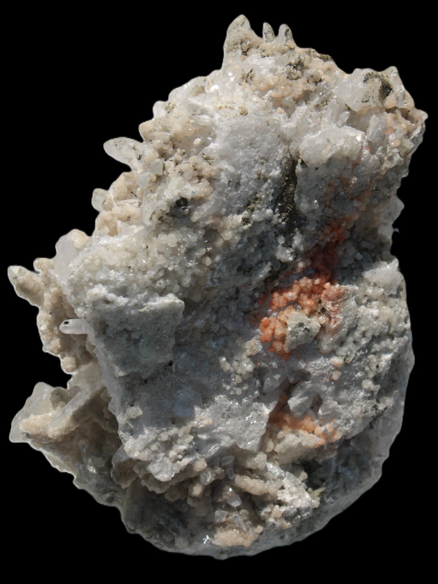 Calcite cluster with sparkly complex Chalcopyrite mineralisation 1340g Rocks and Things