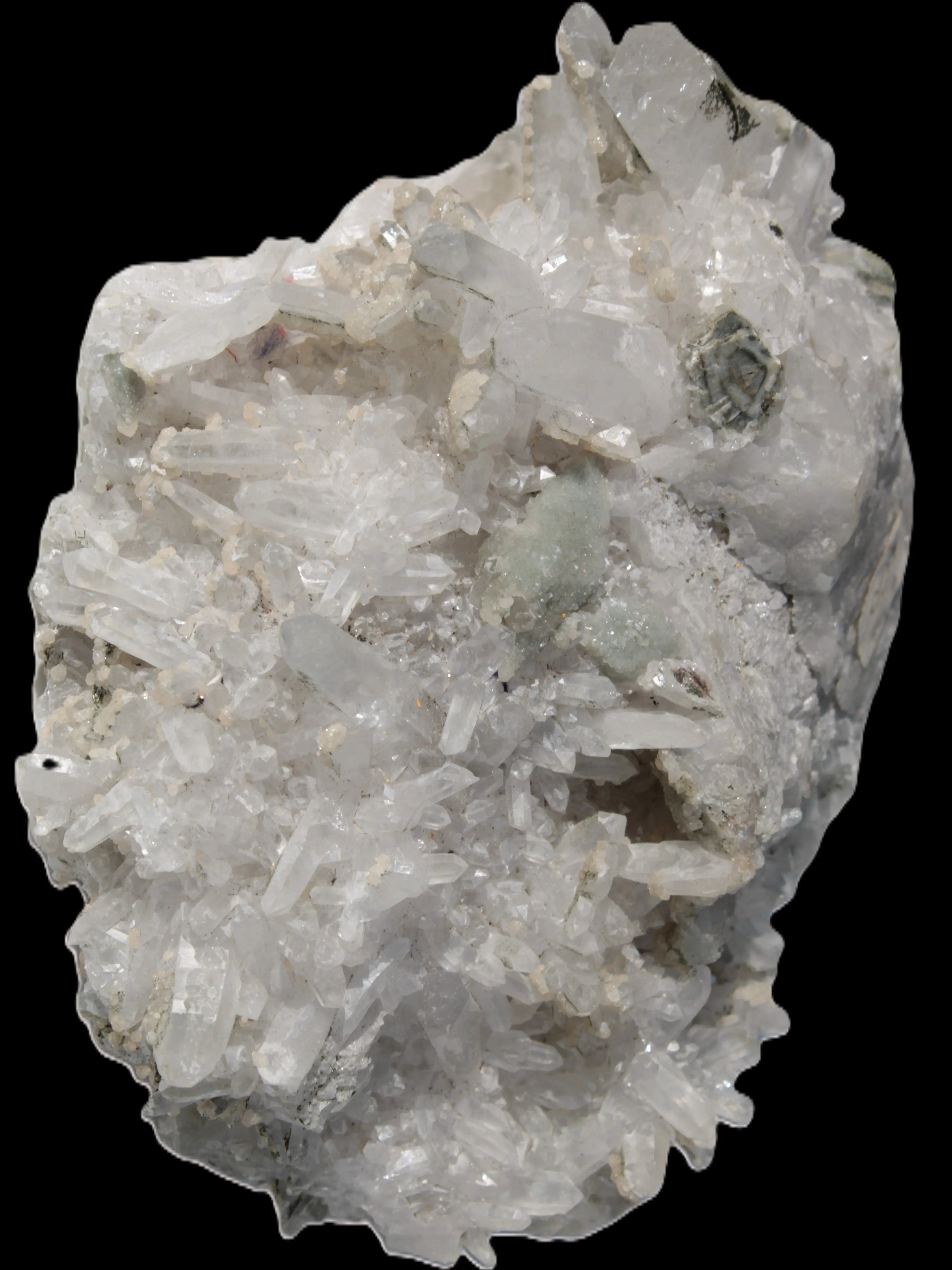 Calcite cluster with sparkly complex Chalcopyrite mineralisation 1340g in sunlight - Rocks and Things Store