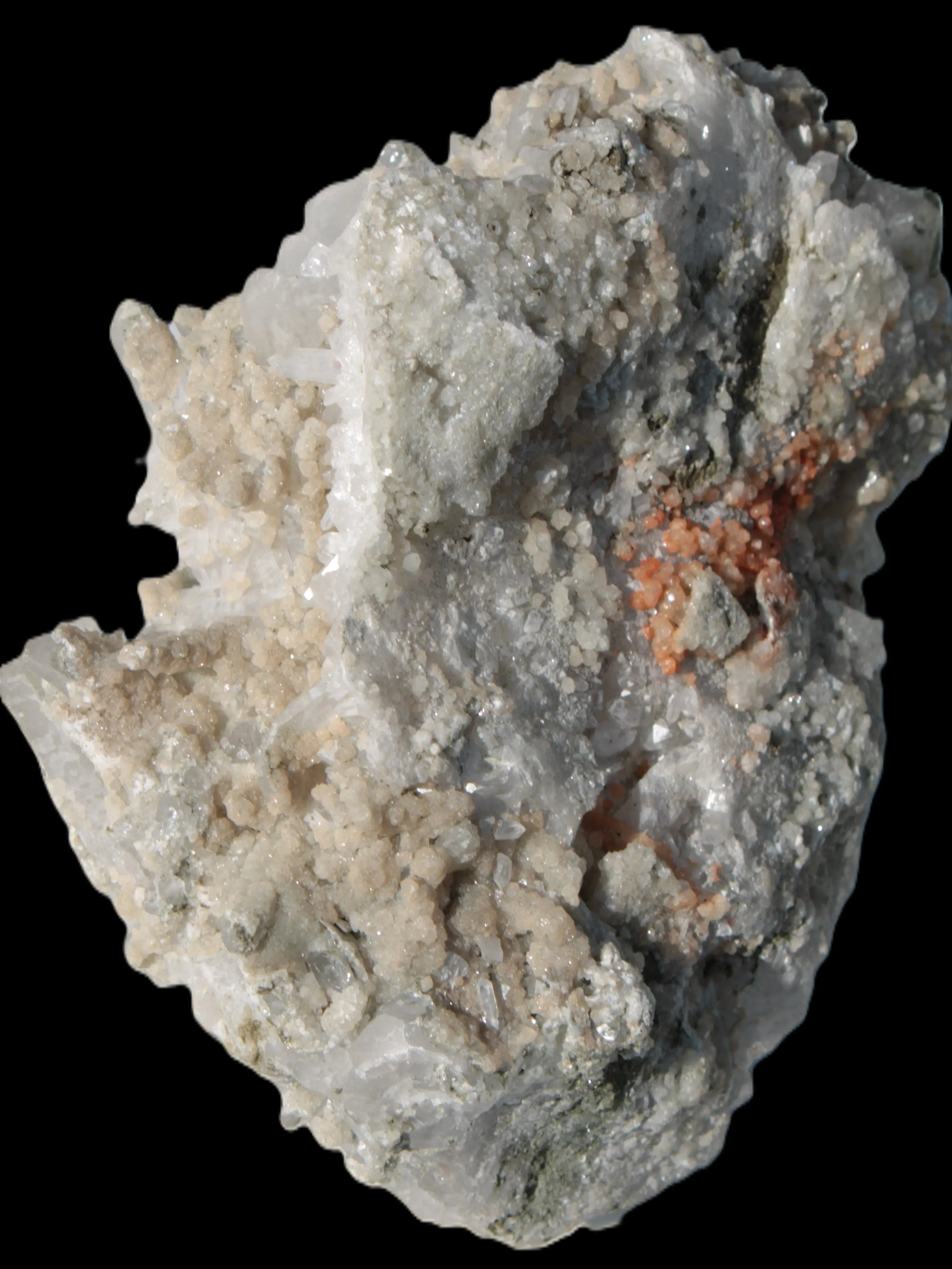 Calcite cluster with sparkly complex Chalcopyrite mineralisation 1340g in sunlight - Rocks and Things Store