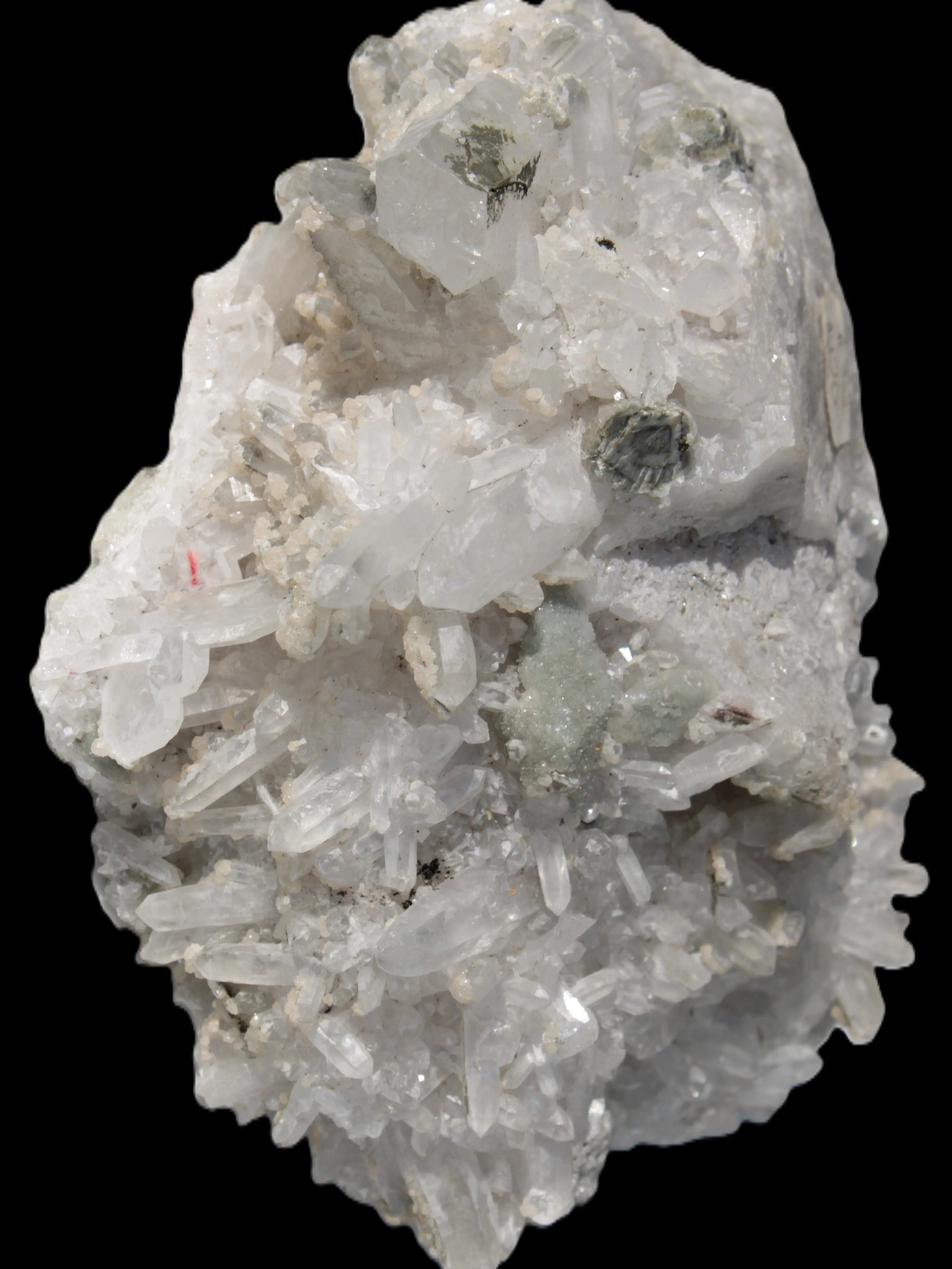 Calcite cluster with sparkly complex Chalcopyrite mineralisation 1340g in sunlight - Rocks and Things Store