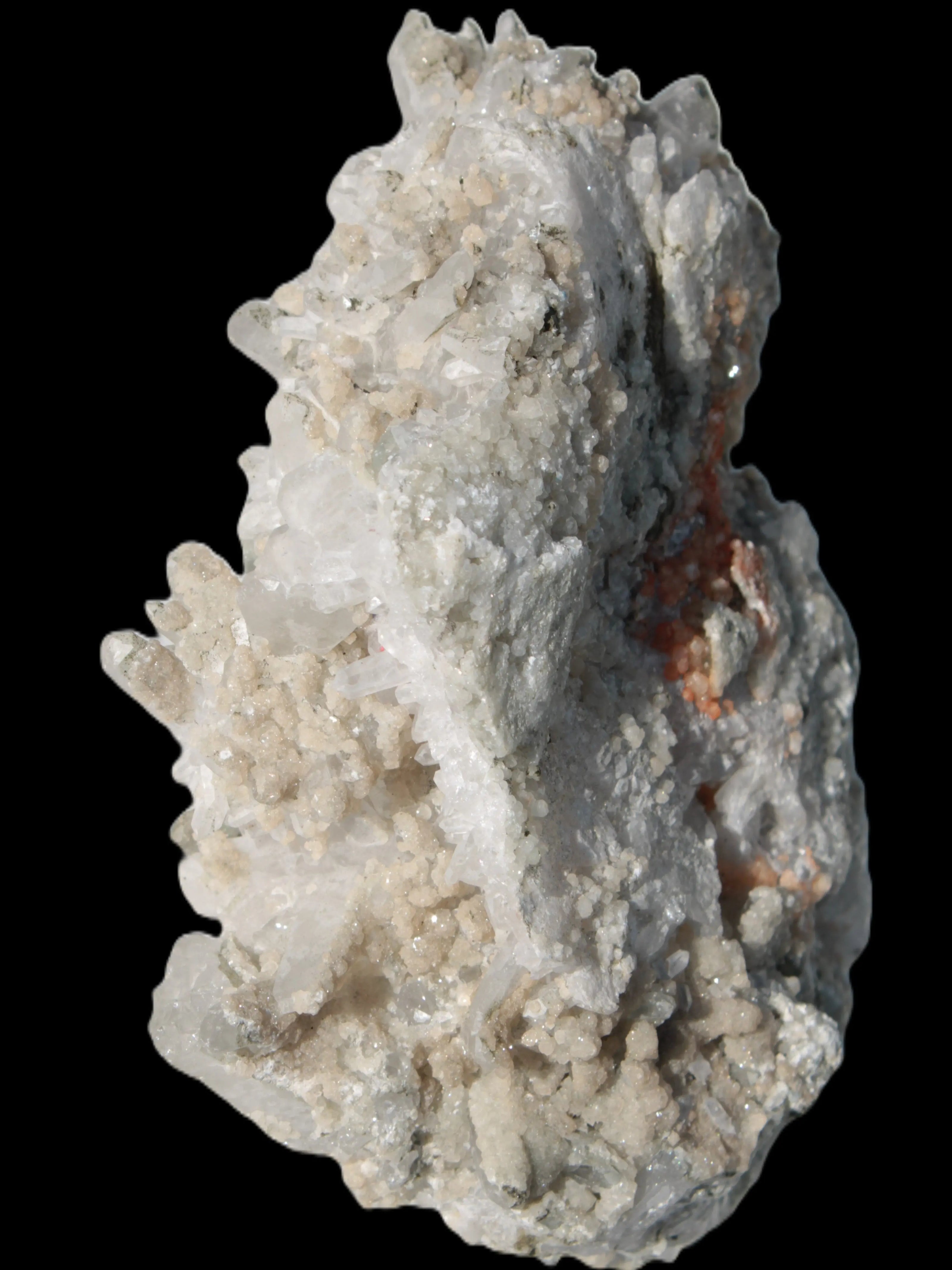 Calcite cluster with sparkly complex Chalcopyrite mineralisation 1340g in sunlight - Rocks and Things Store
