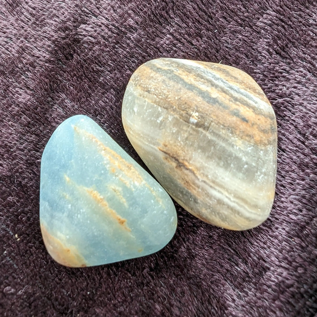 Caribbean Calcite blue Aragonite, 2 stones 14-20g Rocks and Things