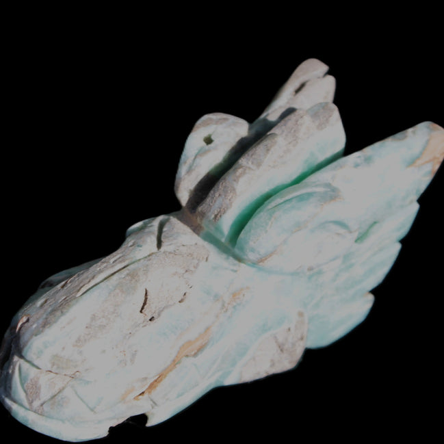Caribbean Calcite hand-carved dragon's head 675g Rocks and Things Store