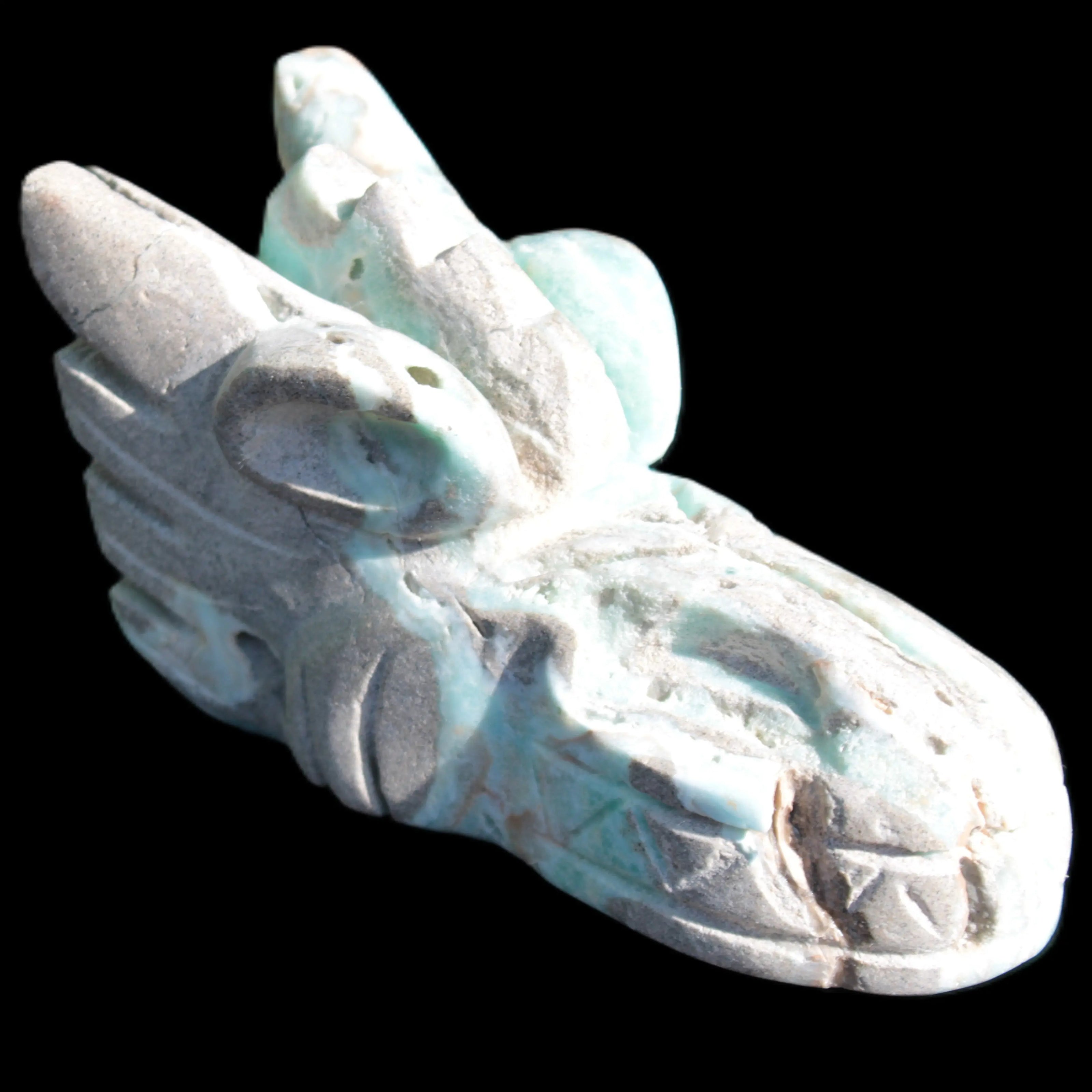 Caribbean Calcite hand-carved dragon's head 675g Rocks and Things Store