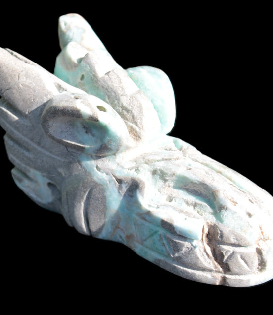 Caribbean Calcite hand-carved dragon's head 675g Rocks and Things Store