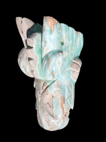 Caribbean Calcite hand-carved dragon's head 675g Rocks and Things Store