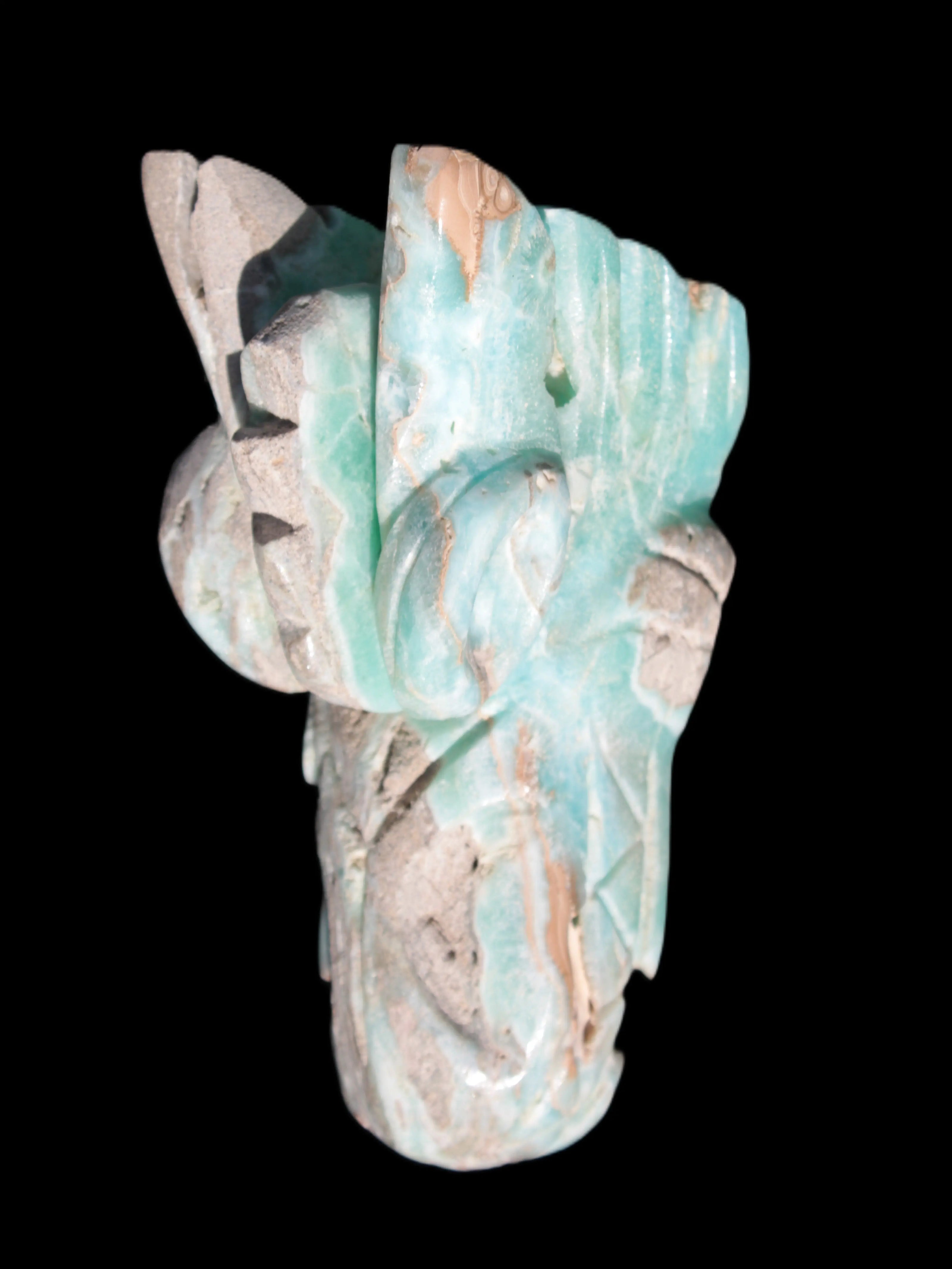 Caribbean Calcite hand-carved dragon's head 675g Rocks and Things Store