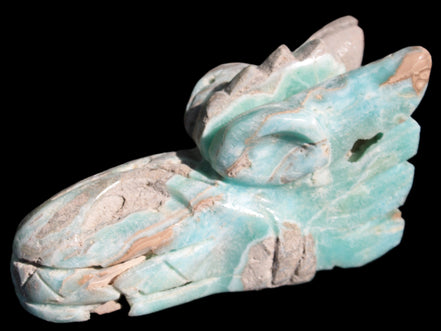Caribbean Calcite hand-carved dragon's head 675g Rocks and Things Store