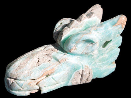 Caribbean Calcite hand-carved dragon's head 675g Rocks and Things Store