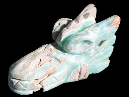 Caribbean Calcite hand-carved dragon's head 675g Rocks and Things Store
