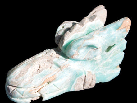 Caribbean Calcite hand-carved dragon's head 675g Rocks and Things Store