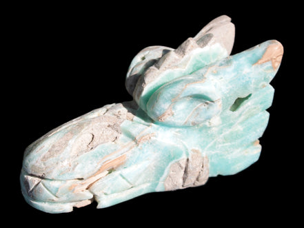 Caribbean Calcite hand-carved dragon's head 675g Rocks and Things Store