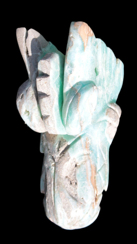 Caribbean Calcite hand-carved dragon's head 675g Rocks and Things Store