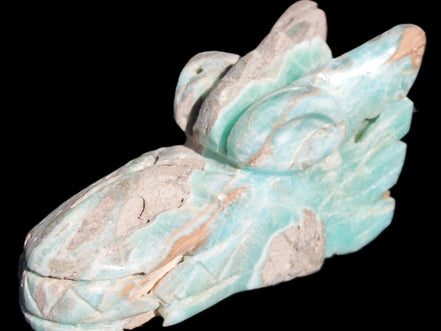 Caribbean Calcite hand-carved dragon's head 675g Rocks and Things Store