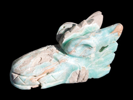 Caribbean Calcite hand-carved dragon's head 675g Rocks and Things Store