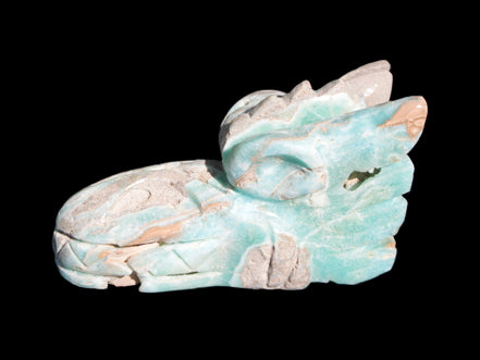 Caribbean Calcite hand-carved dragon's head 675g Rocks and Things Store