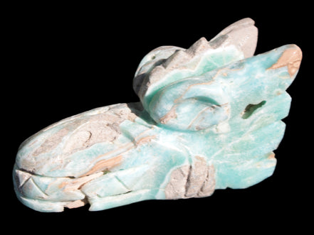 Caribbean Calcite hand-carved dragon's head 675g Rocks and Things Store
