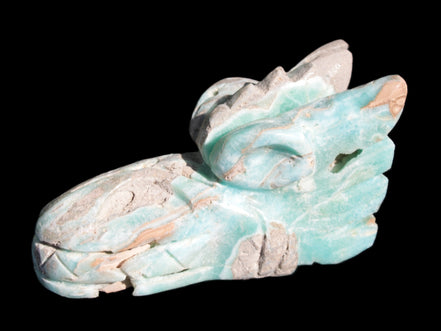 Caribbean Calcite hand-carved dragon's head 675g Rocks and Things Store