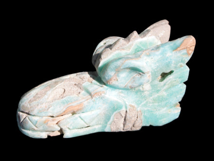 Caribbean Calcite hand-carved dragon's head 675g Rocks and Things Store