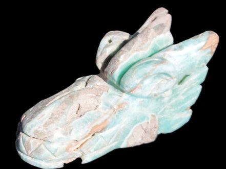 Caribbean Calcite hand-carved dragon's head 675g Rocks and Things Store