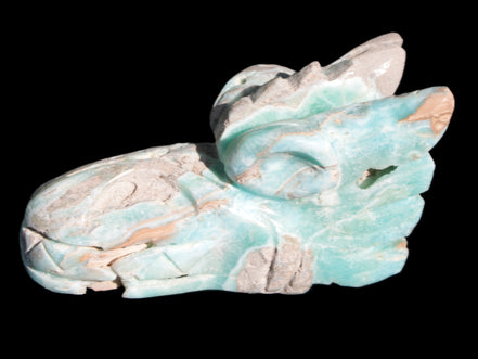 Caribbean Calcite hand-carved dragon's head 675g Rocks and Things Store