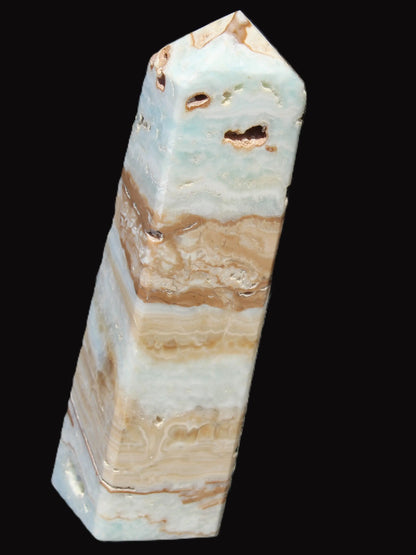 Caribbean aqua blue Calcite obelisk 381g Rocks and Things